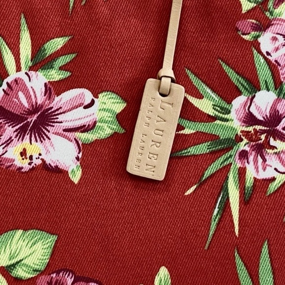 Lauren Ralph Lauren Tropical Floral Canvas Tote Bag Snap Closure 12”x14”x4” - Picture 4 of 11